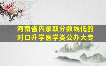 河南省内录取分数线低的对口升学医学类公办大专