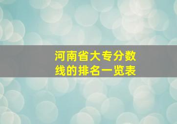 河南省大专分数线的排名一览表