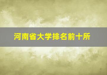 河南省大学排名前十所