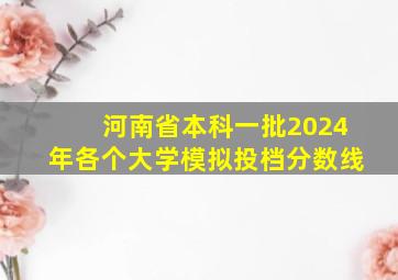 河南省本科一批2024年各个大学模拟投档分数线