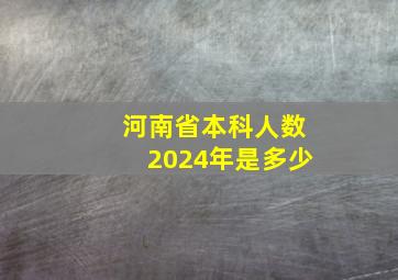 河南省本科人数2024年是多少