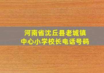 河南省沈丘县老城镇中心小学校长电话号码