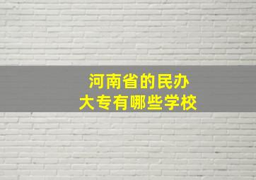 河南省的民办大专有哪些学校