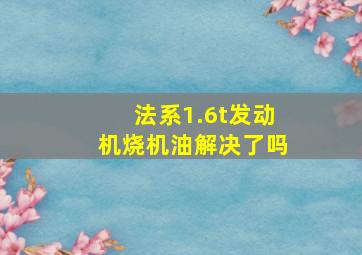 法系1.6t发动机烧机油解决了吗