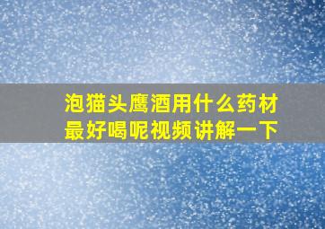 泡猫头鹰酒用什么药材最好喝呢视频讲解一下