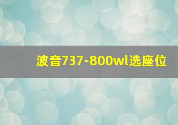 波音737-800wl选座位