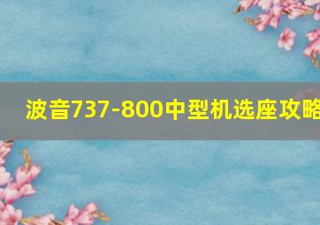 波音737-800中型机选座攻略