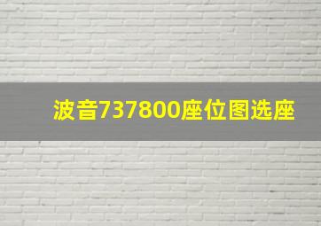 波音737800座位图选座