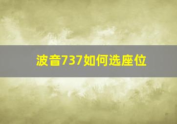 波音737如何选座位