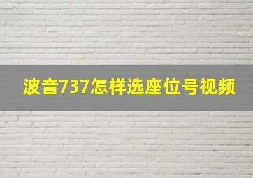 波音737怎样选座位号视频