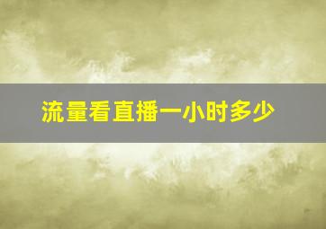 流量看直播一小时多少