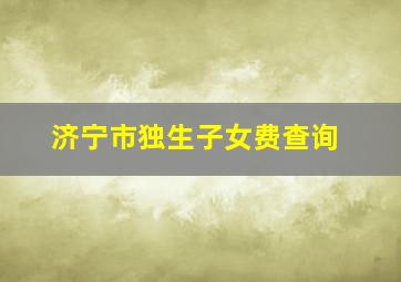 济宁市独生子女费查询