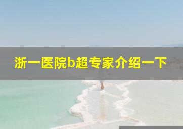 浙一医院b超专家介绍一下