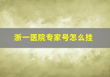 浙一医院专家号怎么挂