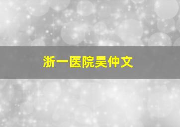 浙一医院吴仲文