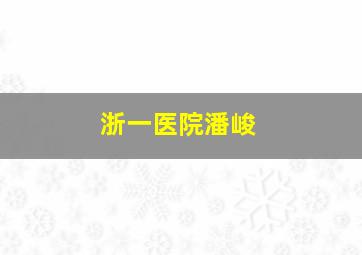 浙一医院潘峻