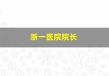 浙一医院院长