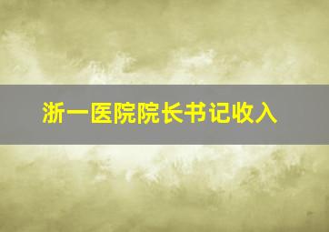 浙一医院院长书记收入