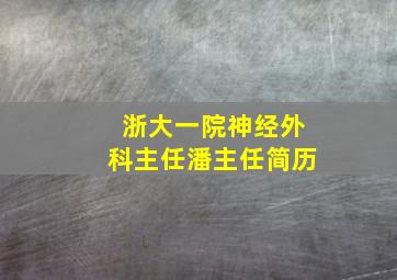 浙大一院神经外科主任潘主任简历