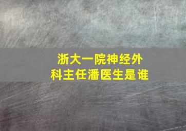 浙大一院神经外科主任潘医生是谁