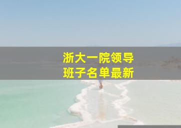 浙大一院领导班子名单最新