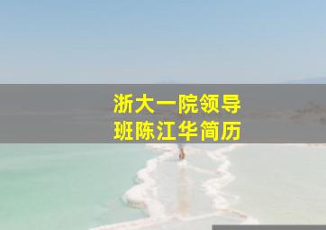 浙大一院领导班陈江华简历