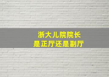 浙大儿院院长是正厅还是副厅