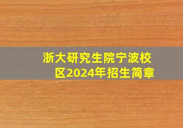 浙大研究生院宁波校区2024年招生简章