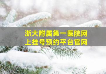 浙大附属第一医院网上挂号预约平台官网