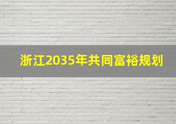 浙江2035年共同富裕规划