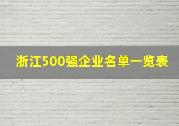 浙江500强企业名单一览表