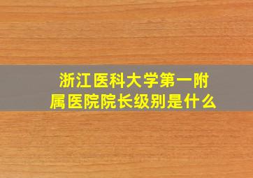 浙江医科大学第一附属医院院长级别是什么