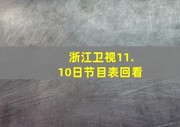 浙江卫视11.10日节目表回看