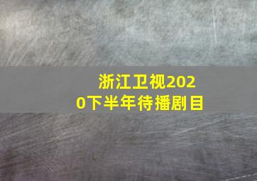 浙江卫视2020下半年待播剧目