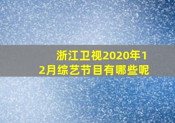 浙江卫视2020年12月综艺节目有哪些呢