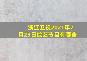 浙江卫视2021年7月23日综艺节目有哪些