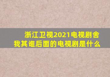 浙江卫视2021电视剧舍我其谁后面的电视剧是什么