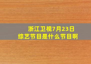 浙江卫视7月23日综艺节目是什么节目啊