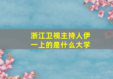 浙江卫视主持人伊一上的是什么大学