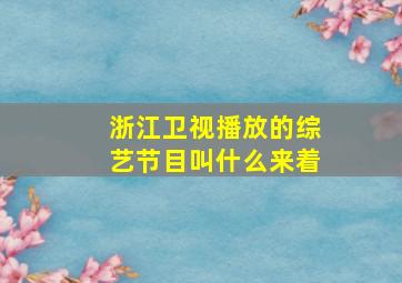 浙江卫视播放的综艺节目叫什么来着