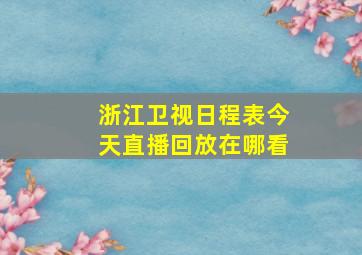 浙江卫视日程表今天直播回放在哪看