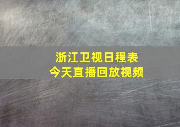 浙江卫视日程表今天直播回放视频