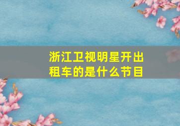 浙江卫视明星开出租车的是什么节目