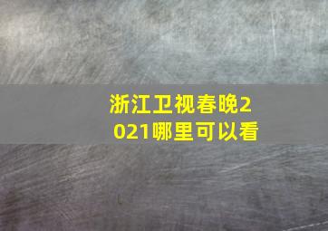 浙江卫视春晚2021哪里可以看