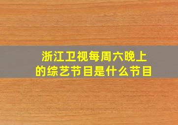 浙江卫视每周六晚上的综艺节目是什么节目