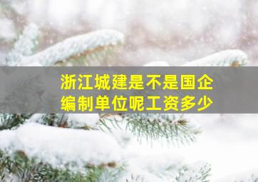 浙江城建是不是国企编制单位呢工资多少