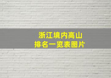 浙江境内高山排名一览表图片