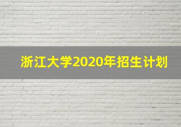 浙江大学2020年招生计划