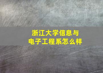 浙江大学信息与电子工程系怎么样