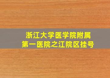 浙江大学医学院附属第一医院之江院区挂号